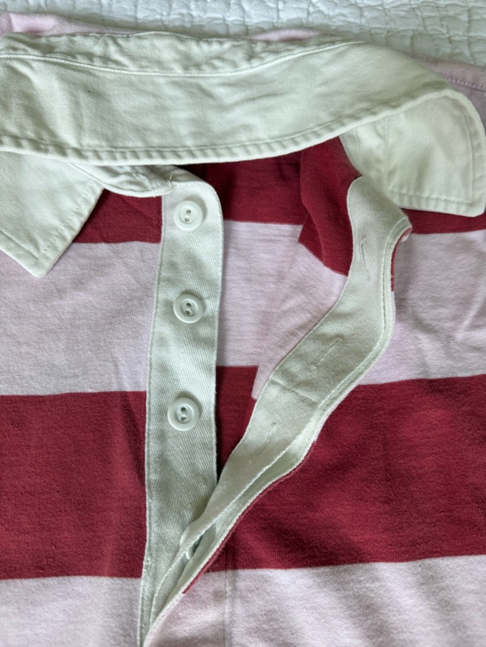 J. Crew Women's Wide-Strip Rugby Top in Burgundy and Pink - Picture 6 of 8